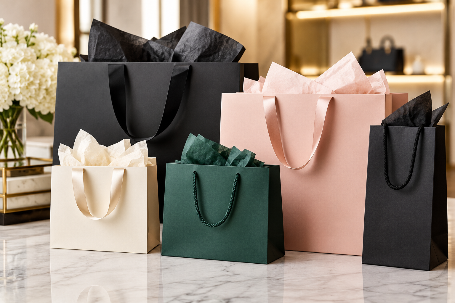 Explore luxury retail shopping bags, premium materials, custom finishes, and branding options that elevate your store's packaging and customer experience.